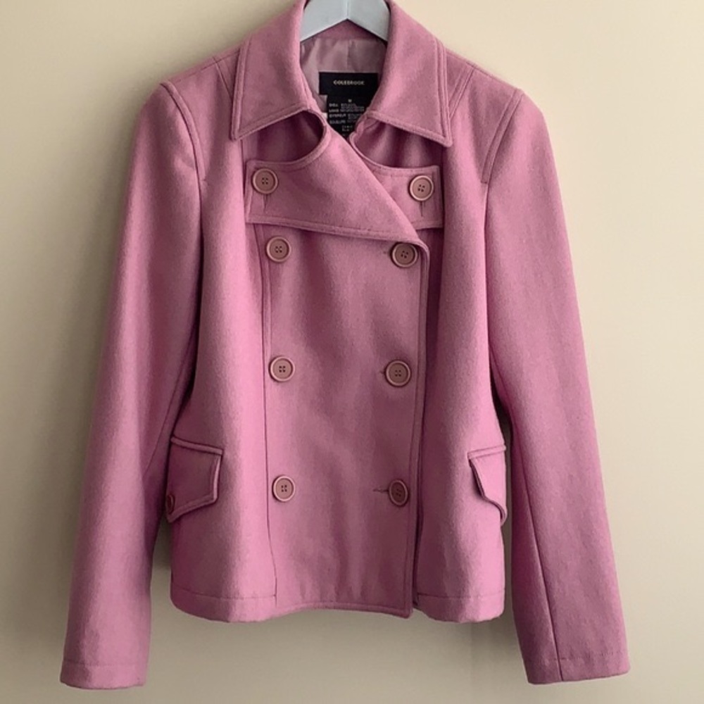 Pink Double Breasted Pea Coat Jacket